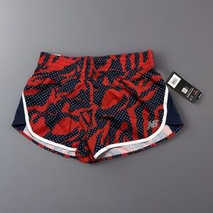 NWT New Balance Women's Running Shorts XS Navy Red Abstract Print 2.5" Inseam